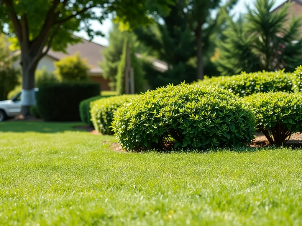 Aerial view of a suburban lawn where tree canopy obscures the turf edge, a common satellite lawn measurement accuracy issue