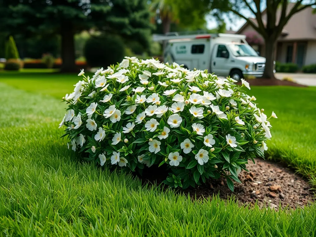 Operator sending a same-day lawn quote from his truck between jobs to respond to lawn leads faster