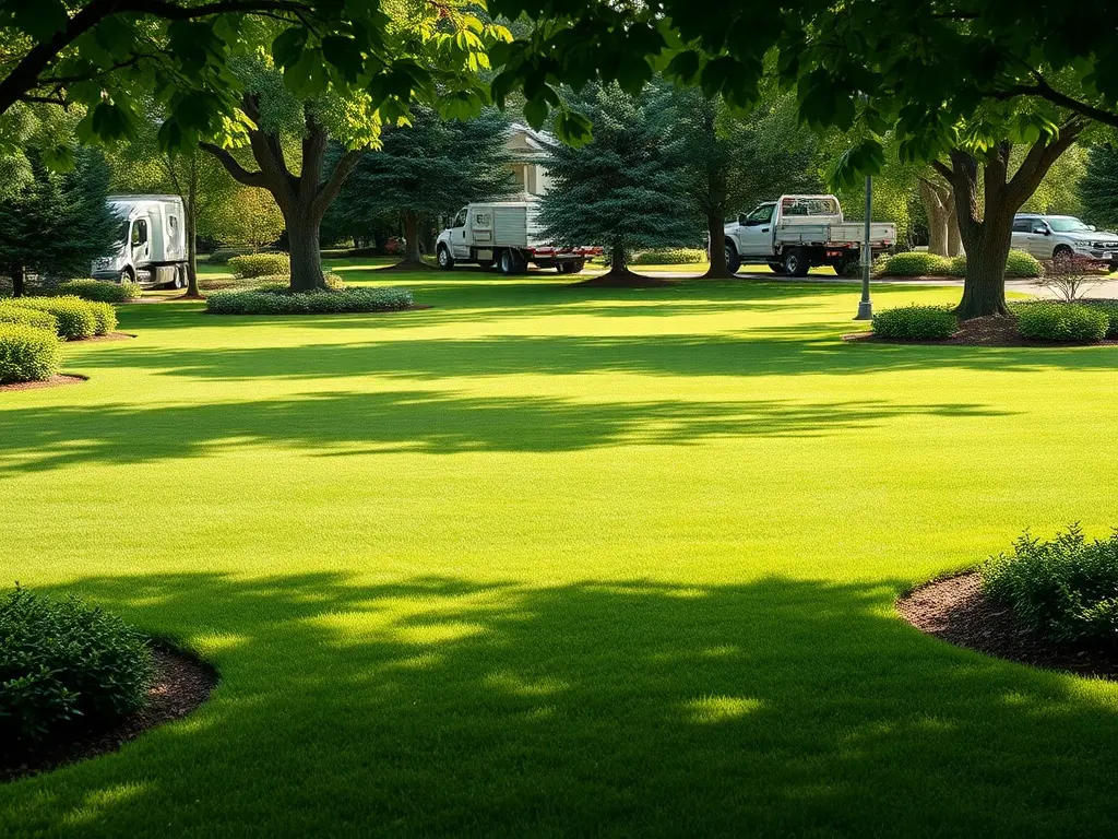 Freshly striped lawn cut by a mowing-only business using simple quoting and scheduling tools