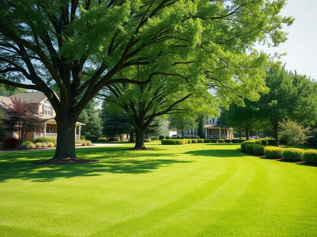 Residential lawn showing mowable turf separated from driveway and beds, the area you measure to price a lawn