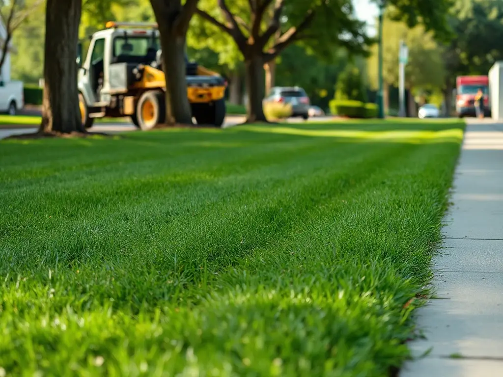 Operator measuring a property from aerial imagery on a phone to respond to lawn leads faster from the truck