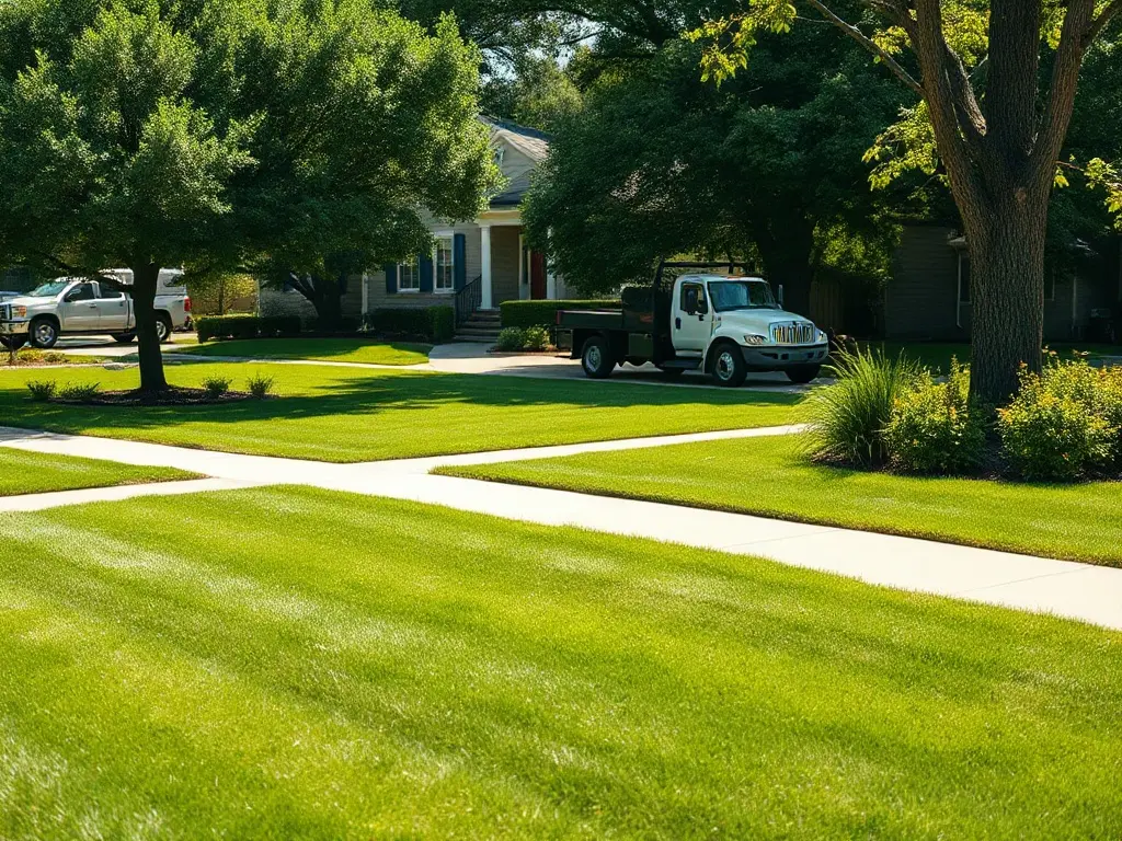 Operator reviewing a neighborhood map to build lawn care route density around existing customers