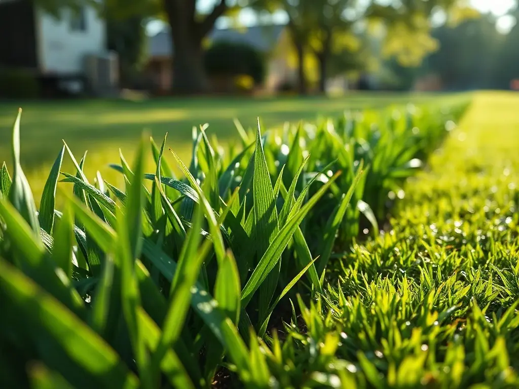 Aerial view of a dense neighborhood block illustrating route density for a growing lawn mowing business