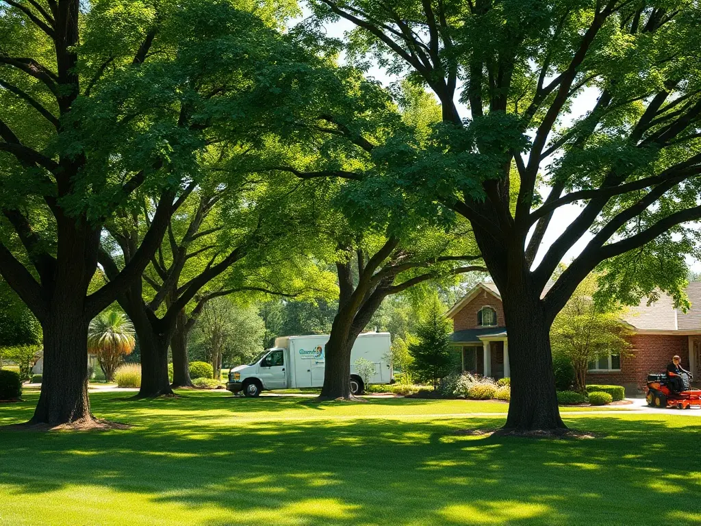 Lawn pro hanging a door hanger on a suburban home to get lawn mowing customers fast
