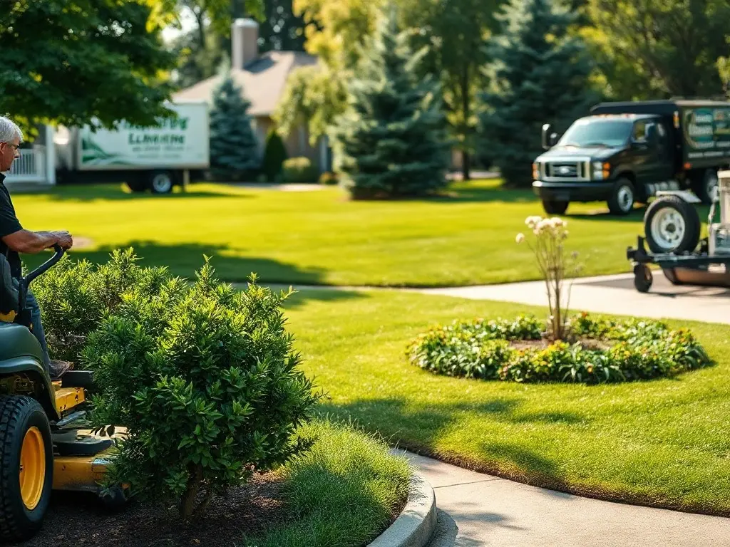 Operator measuring a lawn from aerial imagery on a phone to build an instant lawn quote