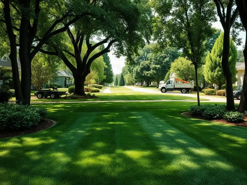 Large out-of-route lawn being mowed far from other stops, illustrating the cost of low route density
