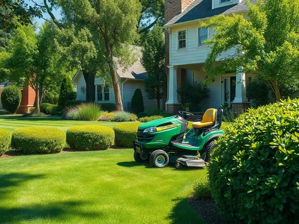 Two lawn crews working neighboring properties on one street, showing how to scale from one crew to two without losing money