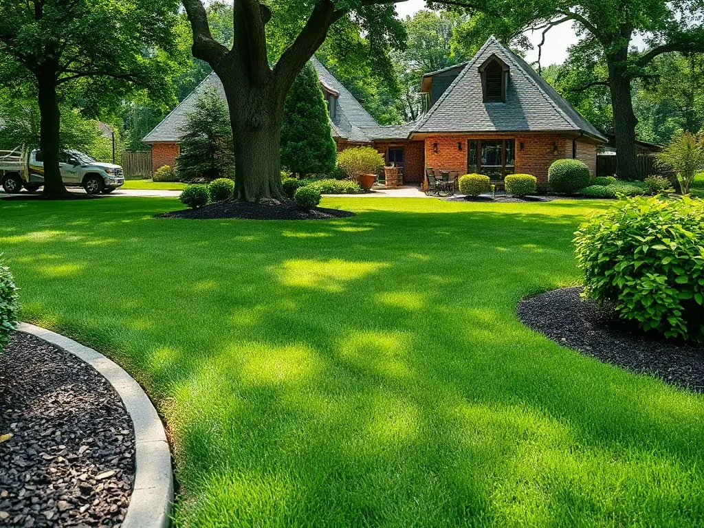 Operator sending a quick text-back callback to a lawn care lead from the seat of a parked mower