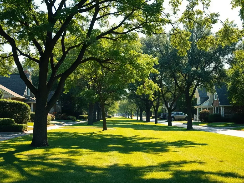 Aerial view of a suburban block showing clustered lawns ideal for building route density with door hangers