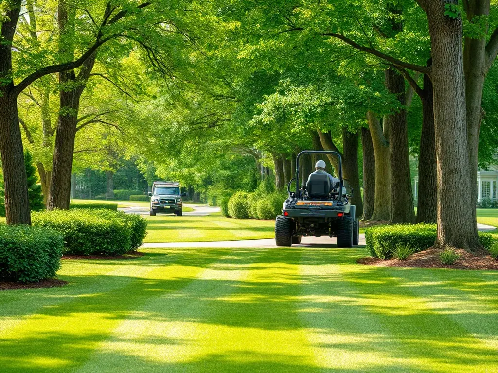 Lawn-care operator doing unpaid admin time on a tablet in his truck after a day of mowing