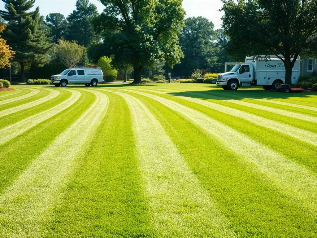 Lawn care pro sending an invoice on his phone by the mower — how to get paid faster in a lawn care business