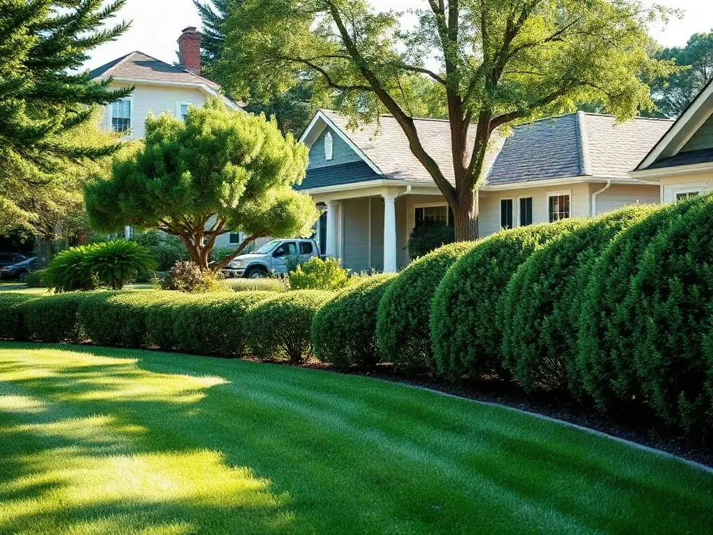 Operator measuring a lawn from aerial imagery on a phone to quote it per square foot without a site visit