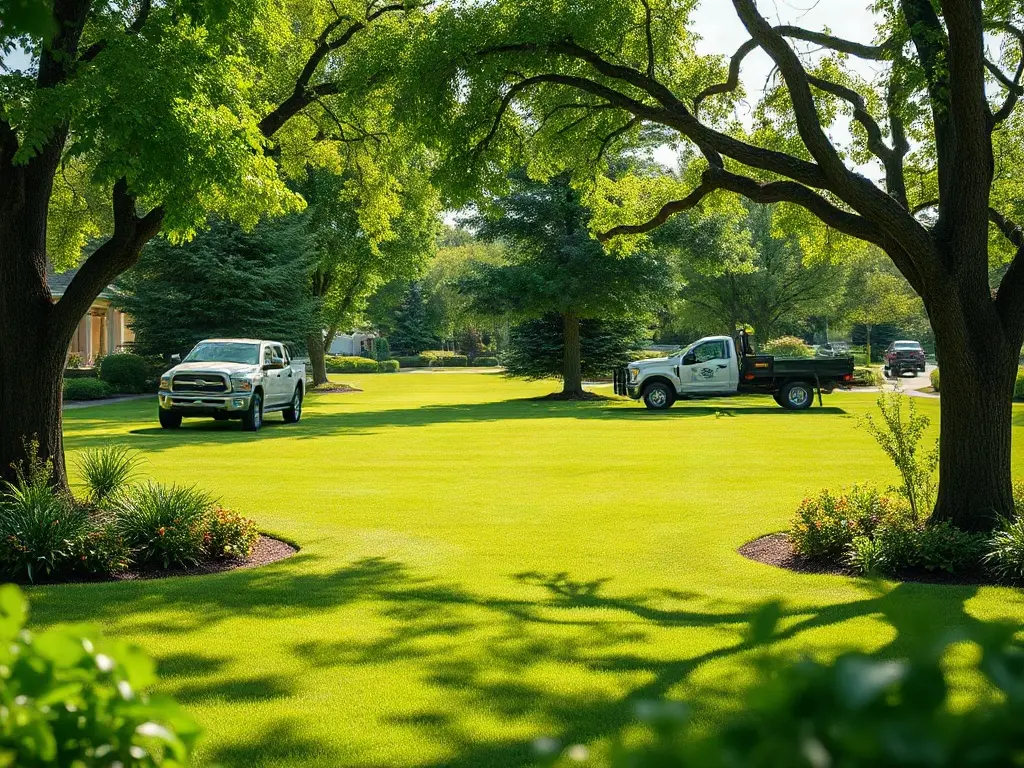 Lawn care operator reviewing a price estimate by his truck, deciding how to raise prices on existing customers