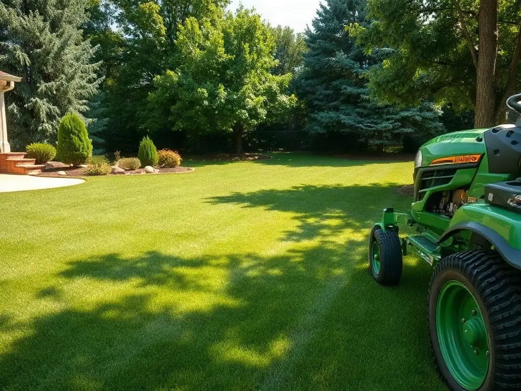 Lawn-care operator checking his schedule by the trailer, thinking about how much of his day he's actually paid for
