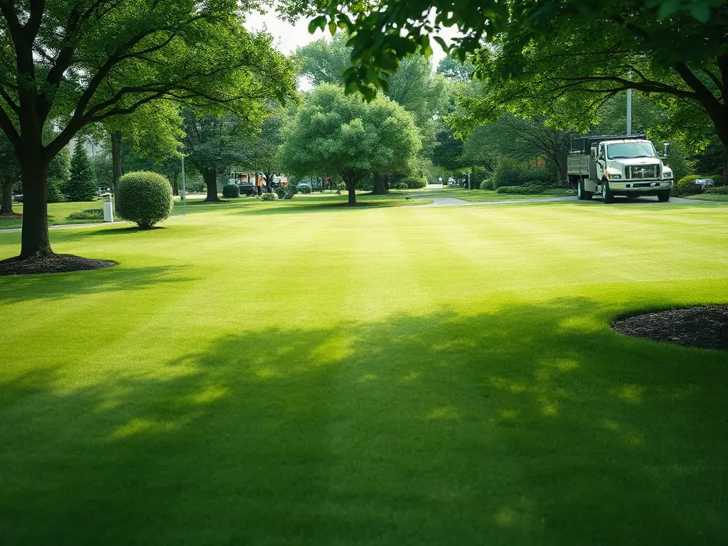 A small fenced front yard being mowed, the kind of tight lawn account with poor labor efficiency that loses money