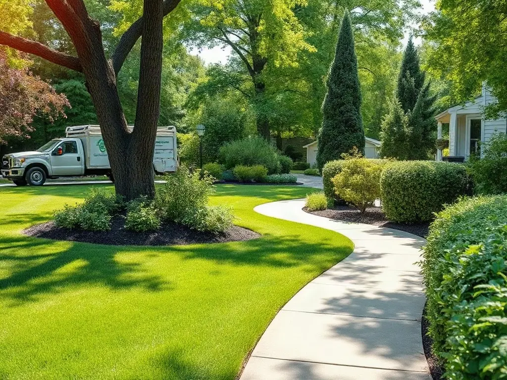 Lawn-care operator reviewing a property beside a commercial mower, avoiding common lawn care business mistakes