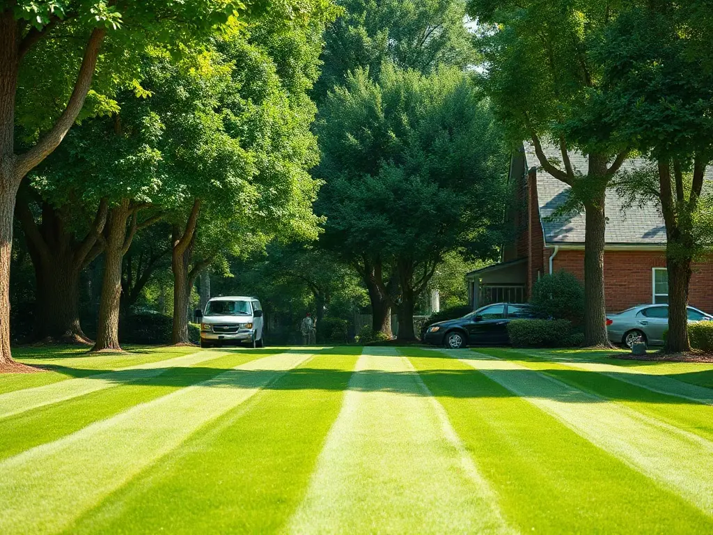 Lawn-care pro hanging a door hanger on a front door instead of putting lawn care flyers in mailboxes