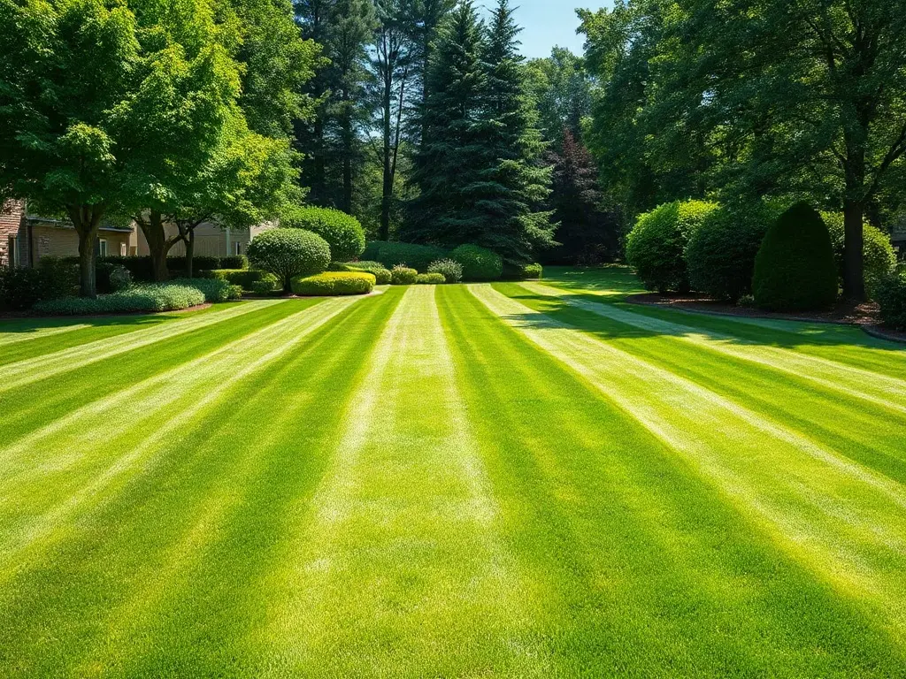 Lawn-care pro reviewing an itemized quote with surcharge line items beside his mower and trailer