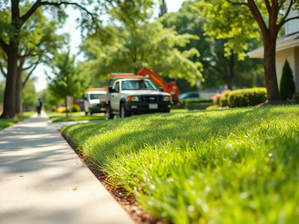 Solo operator unloading a mower, building a solo lawn mowing business income one neighborhood at a time