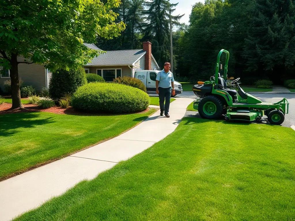 Crew hauling bagged clippings on a sloped yard, the kind of hard-access job that earns a disposal surcharge line item