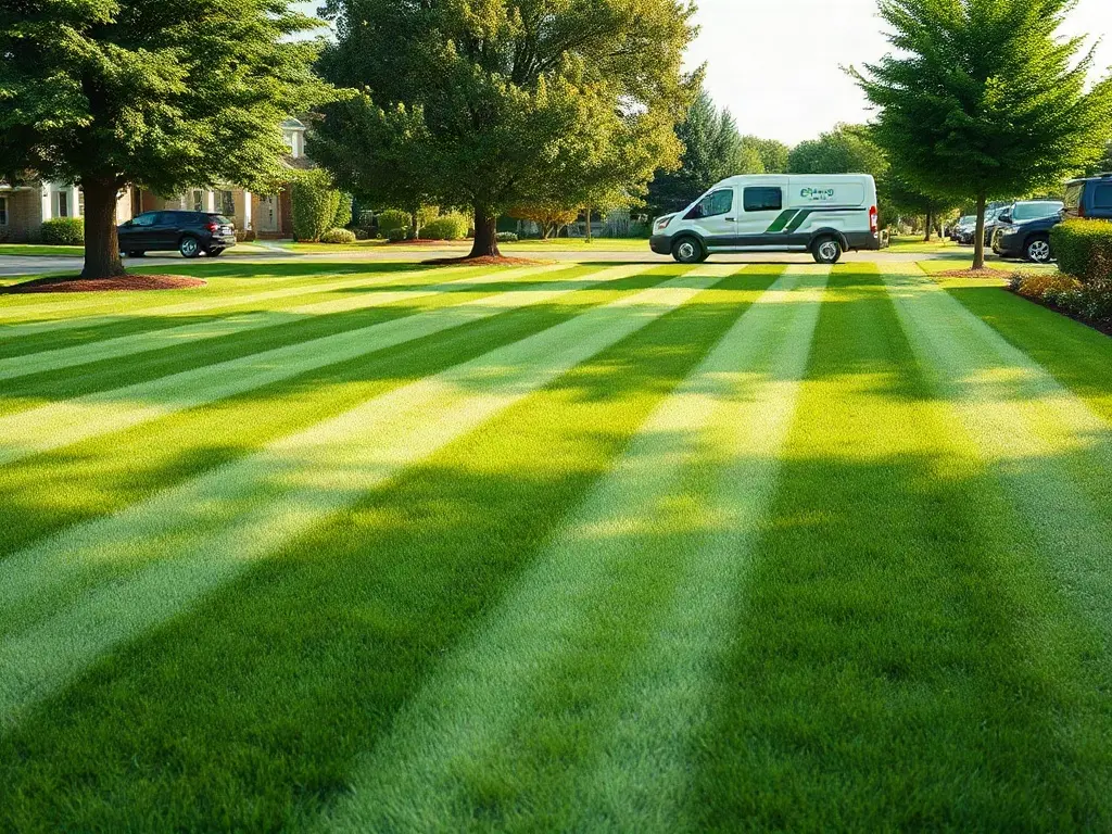 Lawn pro inspecting a front yard at late afternoon to decide whether to quote lawns in the evening or during the day