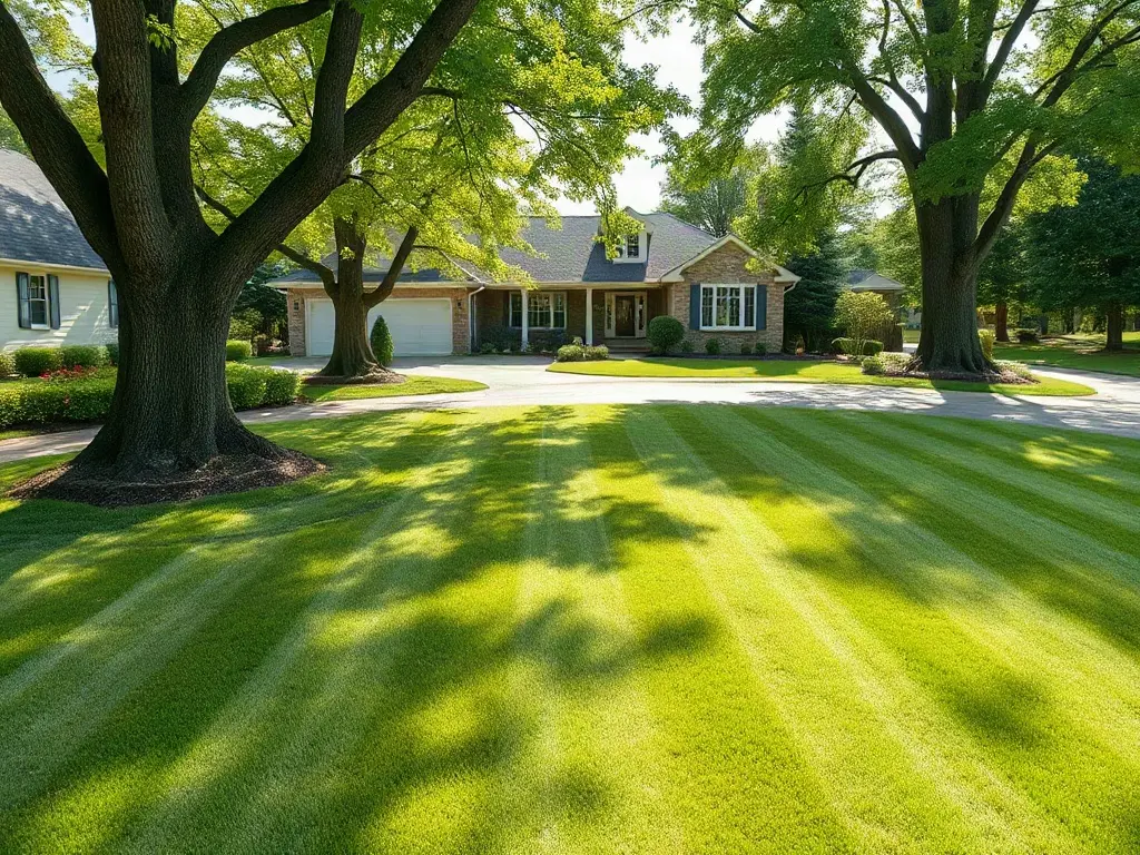 Operator checking a property on a phone, measuring and quoting a lawn without a site visit