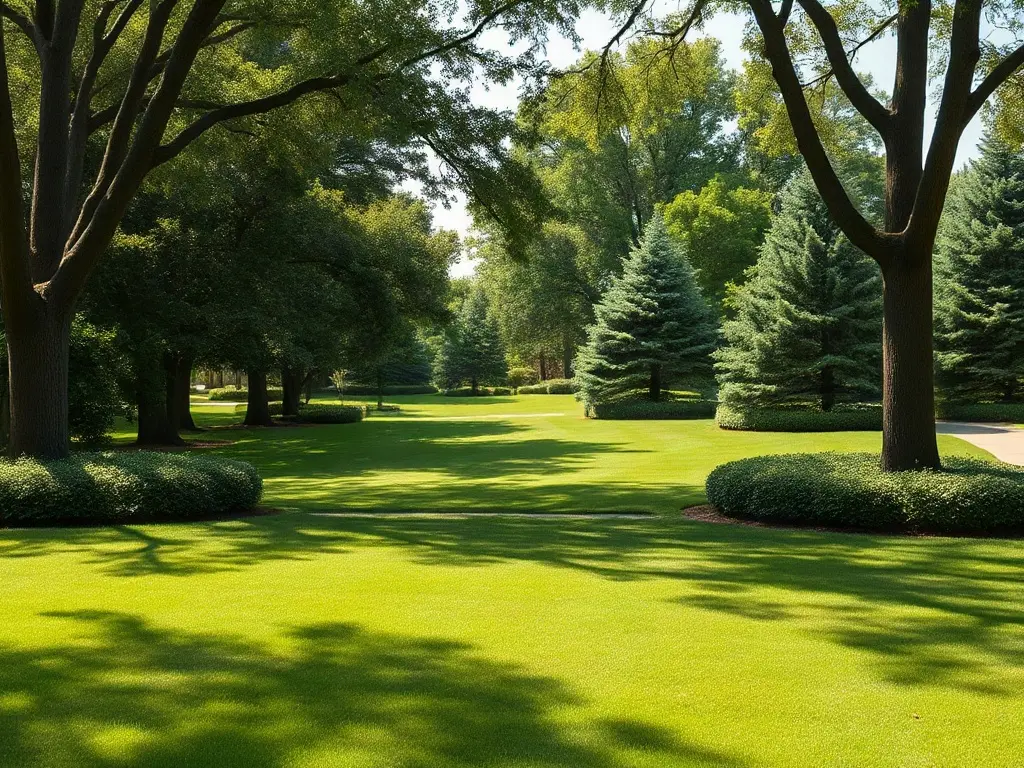 Lawn pro greeting a homeowner on a striped lawn, showing reliability and quality together in lawn care
