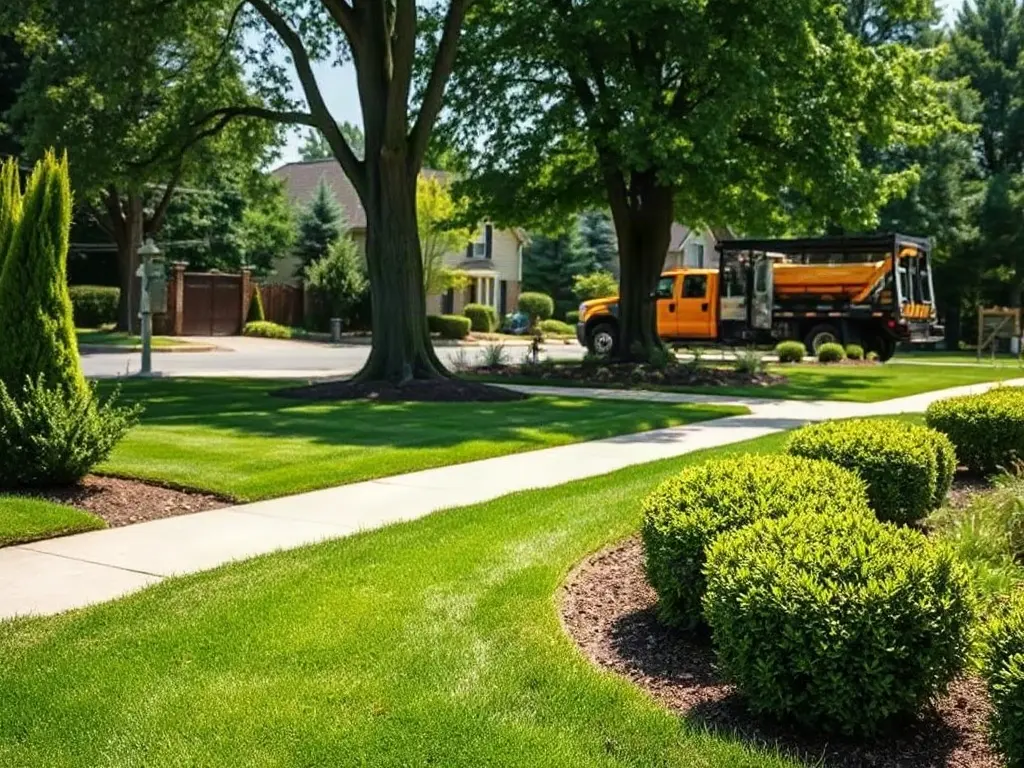Operator reviewing a lawn's mowable area on a tablet to set a per-square-foot mowing price
