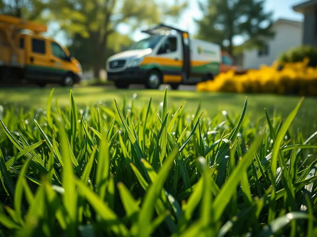 Aerial view of a suburban yard used to measure turf area and auto quote lawn leads without a site visit
